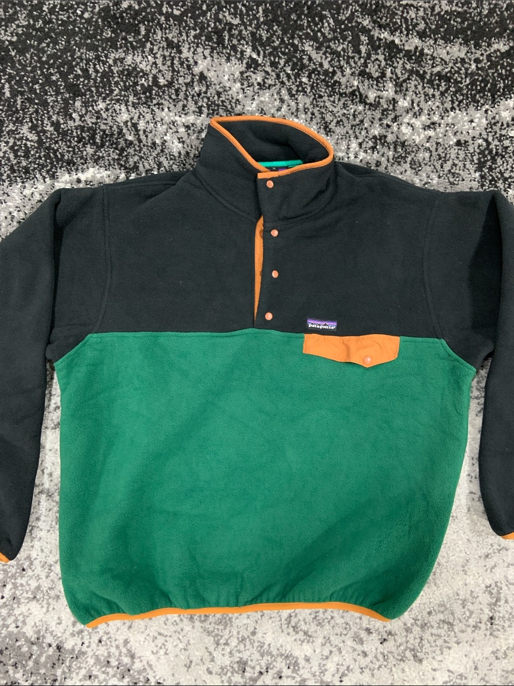 Patagonia Snap-T Pullover Green Black Sweater Vintage Color Way for Men Size XL